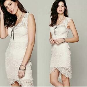 Free People Medium Peekaboo Lace Scalloped Dress